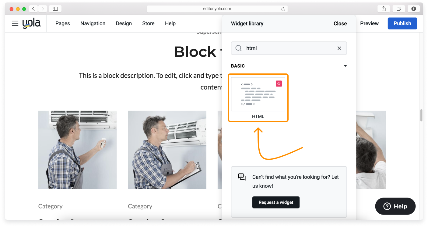 HTML widget – Sitebuilder+