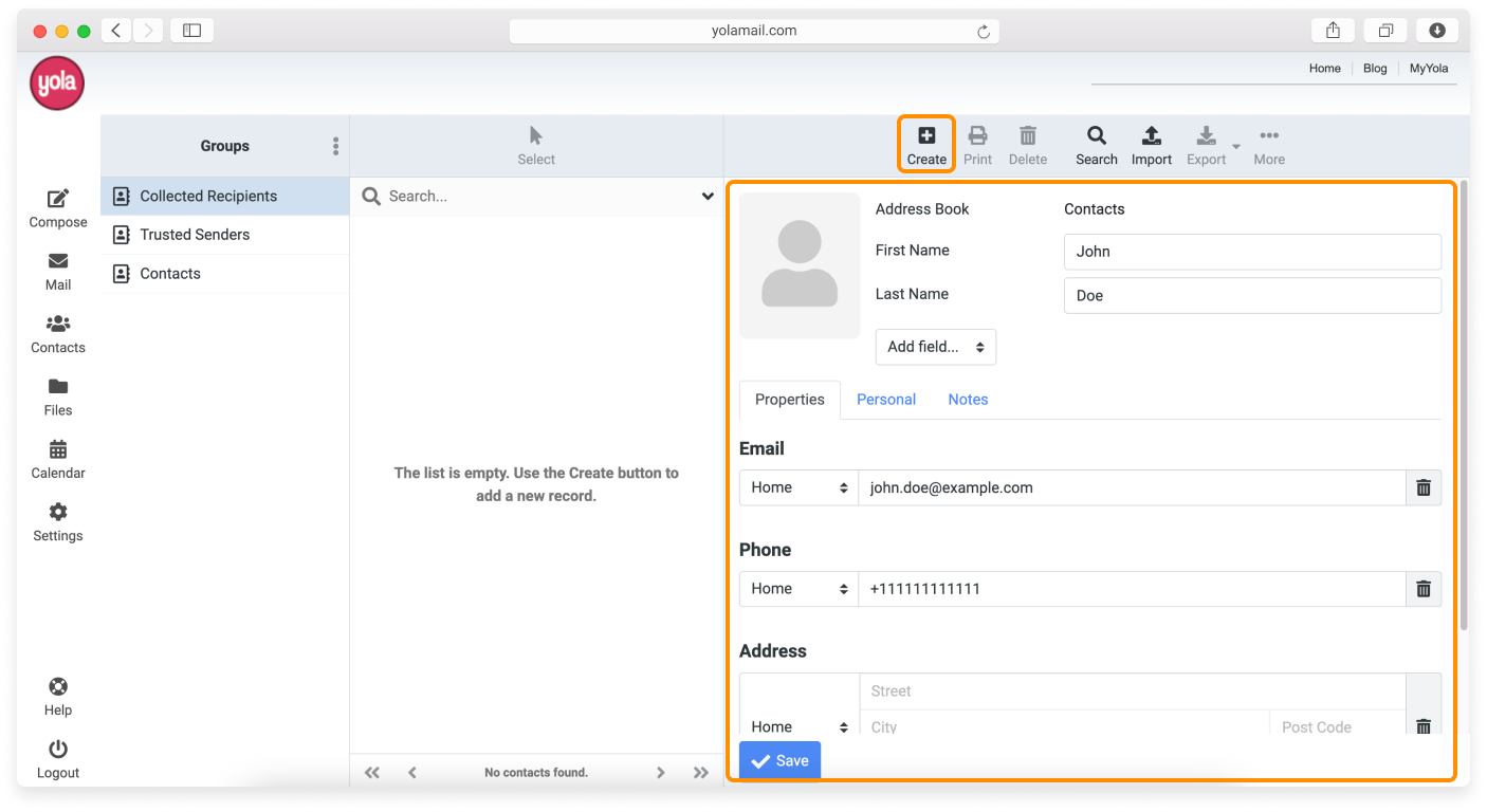 B2C - Managing contacts in Yola Mail - 1.png